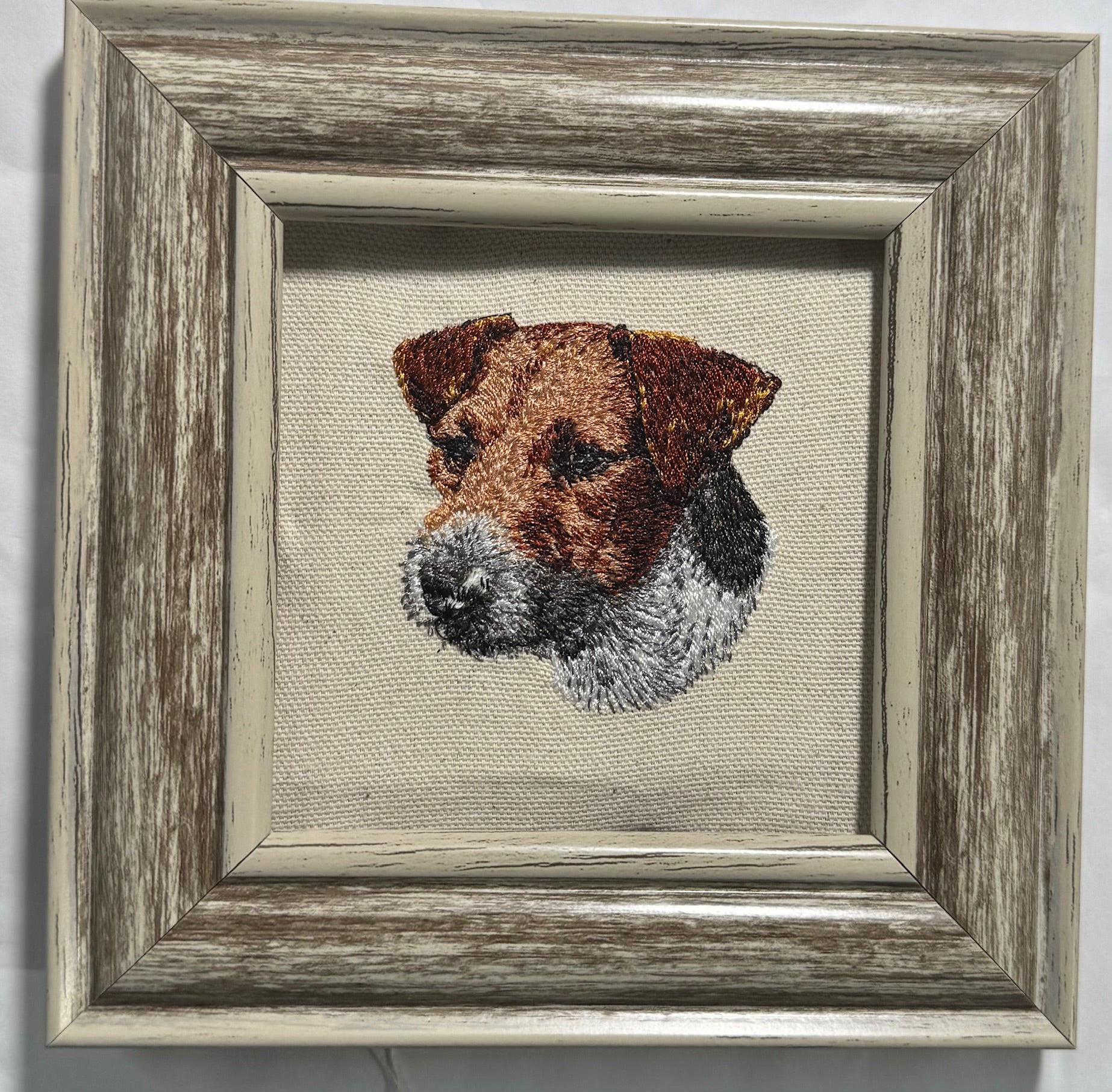 Jack Russell Terrier Machine Embroidered Framed Art No. 1 | Tabletop Decor