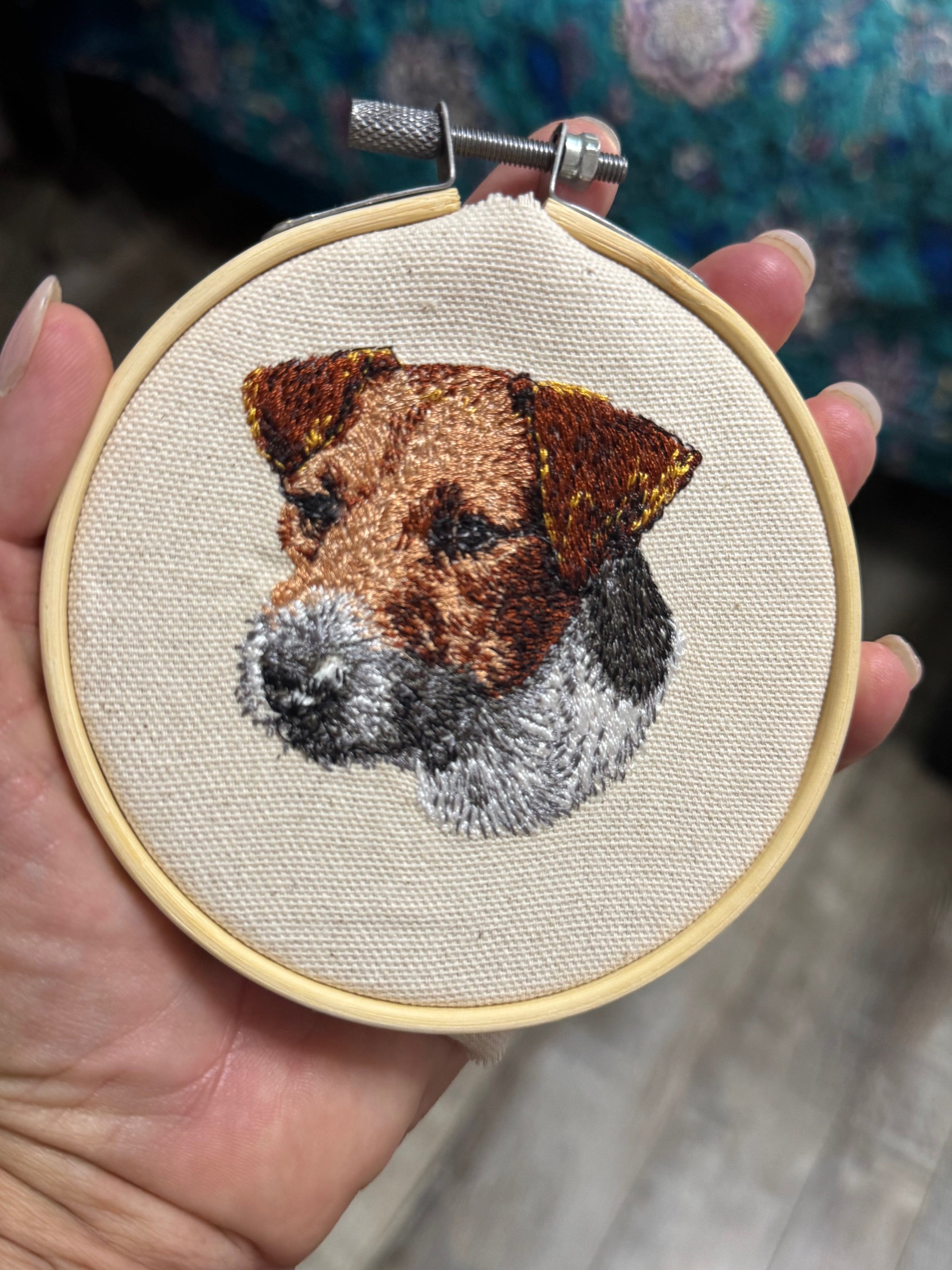 Jack Russell Terrier Machine Embroidered Framed Art No. 1 | Tabletop Decor