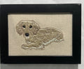 Blonde Dachshund Machine Embroidered Framed Art | Tabletop Decor