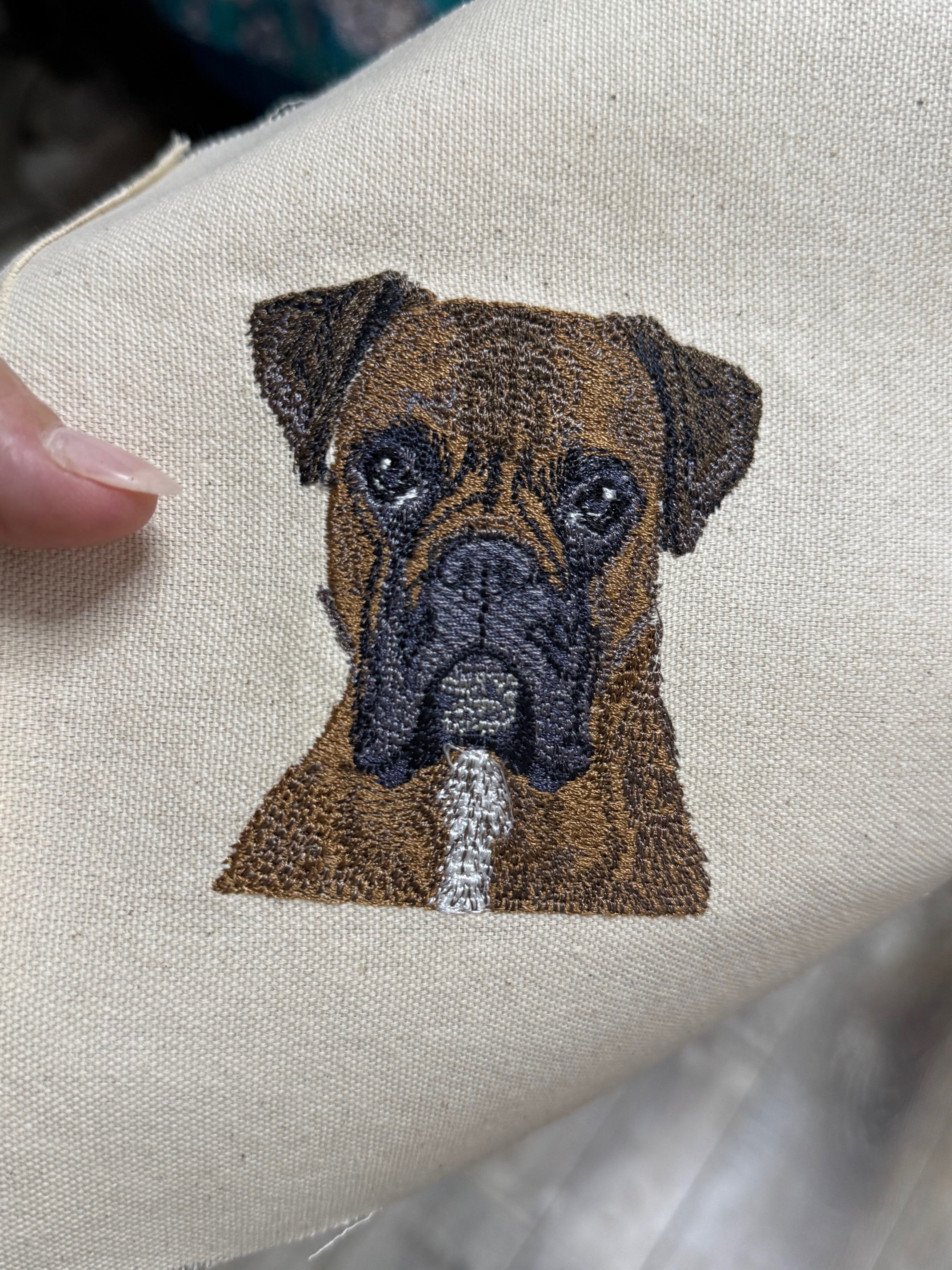 Boxer Machine Embroidered Framed Art | Tabletop Decor