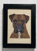 Boxer Machine Embroidered Framed Art | Tabletop Decor