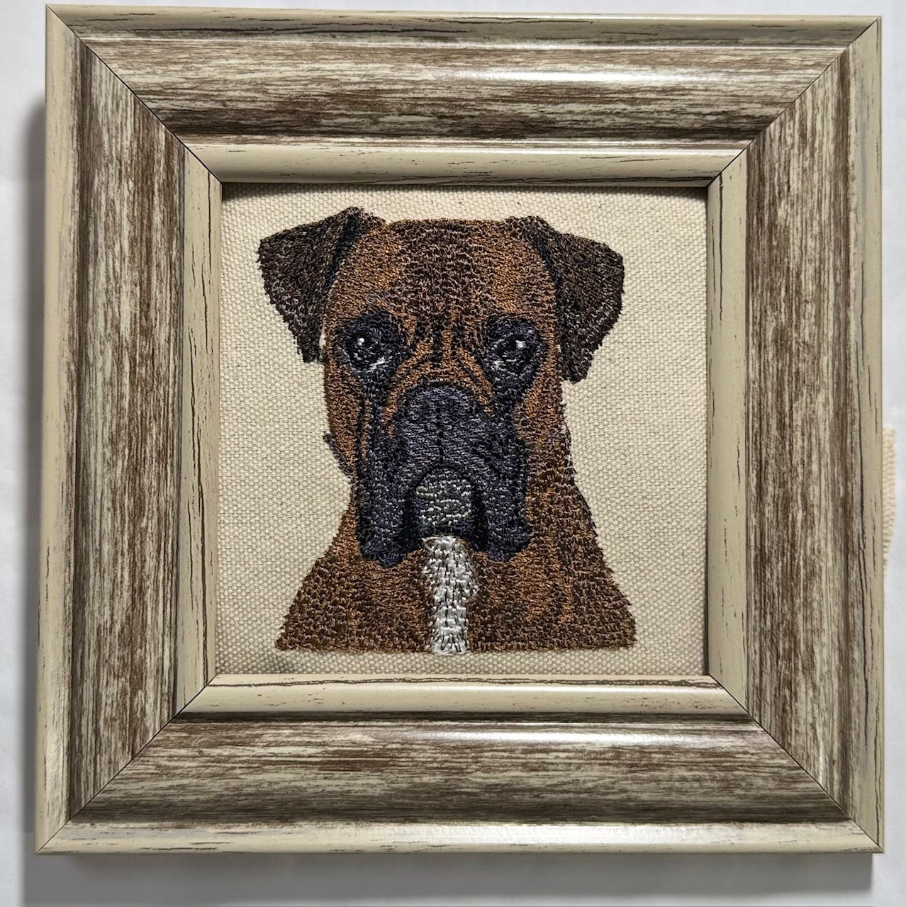 Boxer Machine Embroidered Framed Art | Tabletop Decor