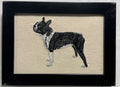 Boston Terrier Machine Embroidered Framed Art | Tabletop Decor