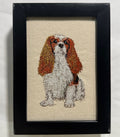 Cavalier King Charles Spaniel Machine Embroidered Framed Art | Tabletop Decor
