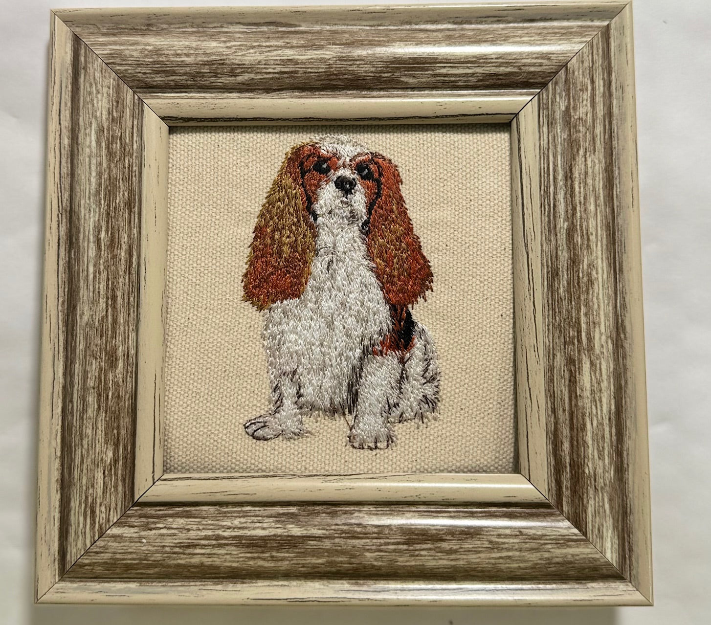 Cavalier King Charles Spaniel Machine Embroidered Framed Art | Tabletop Decor