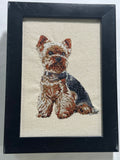 Yorkshire Terrier (Yorkie) Machine Embroidered Framed Art | Tabletop Decor