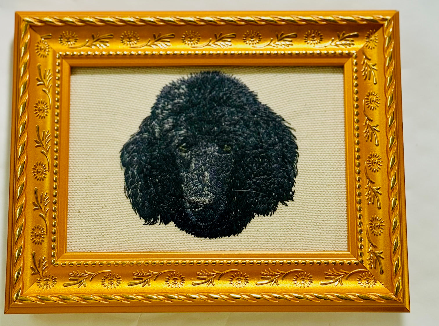 Poodle Machine Embroidered Framed Art | Tabletop Decor