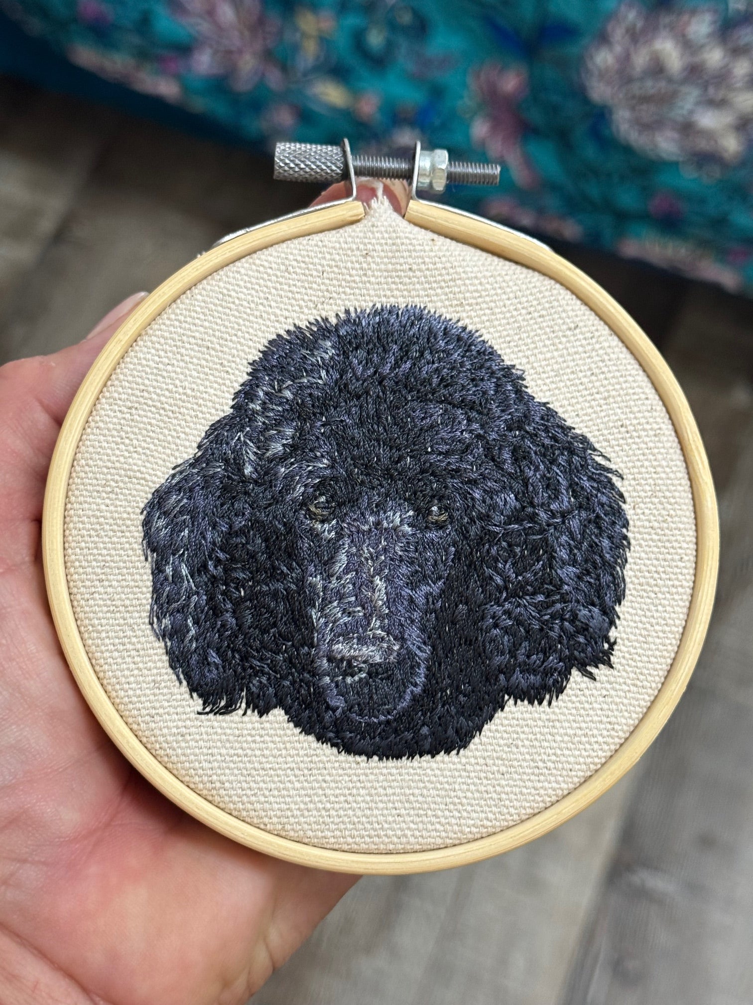 Poodle Machine Embroidered Framed Art | Tabletop Decor