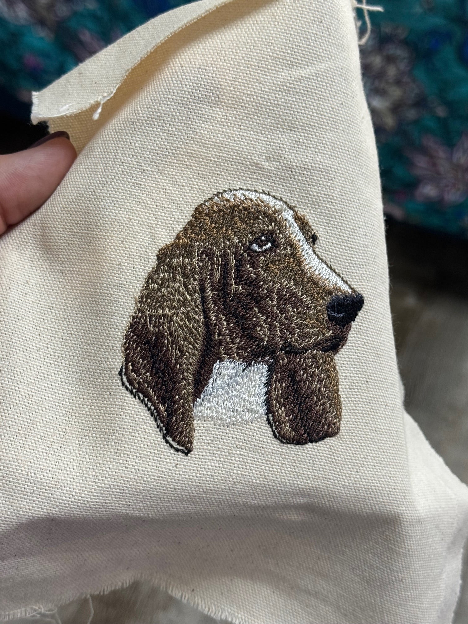 Basset Hound Machine Embroidered Framed Art | Tabletop Decor