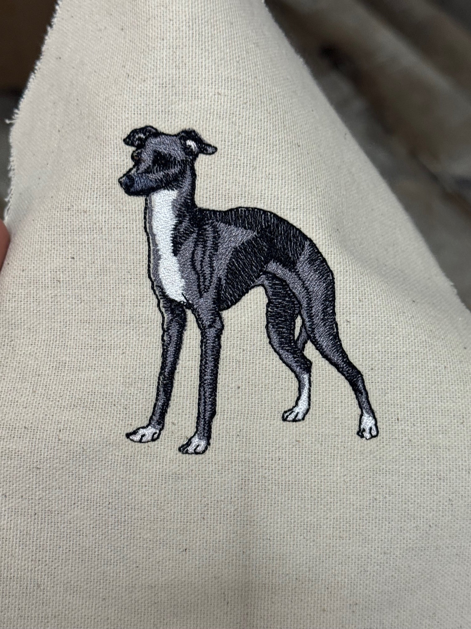 Greyhound Whippet Machine Embroidered Framed Art No. 4 | Tabletop Decor