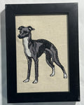 Greyhound Whippet Machine Embroidered Framed Art No. 4 | Tabletop Decor