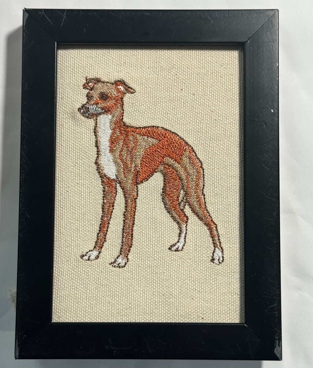 Greyhound Whippet Machine Embroidered Framed Art No. 3 | Tabletop Decor