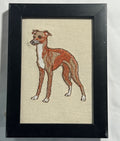 Greyhound Whippet Machine Embroidered Framed Art No. 3 | Tabletop Decor