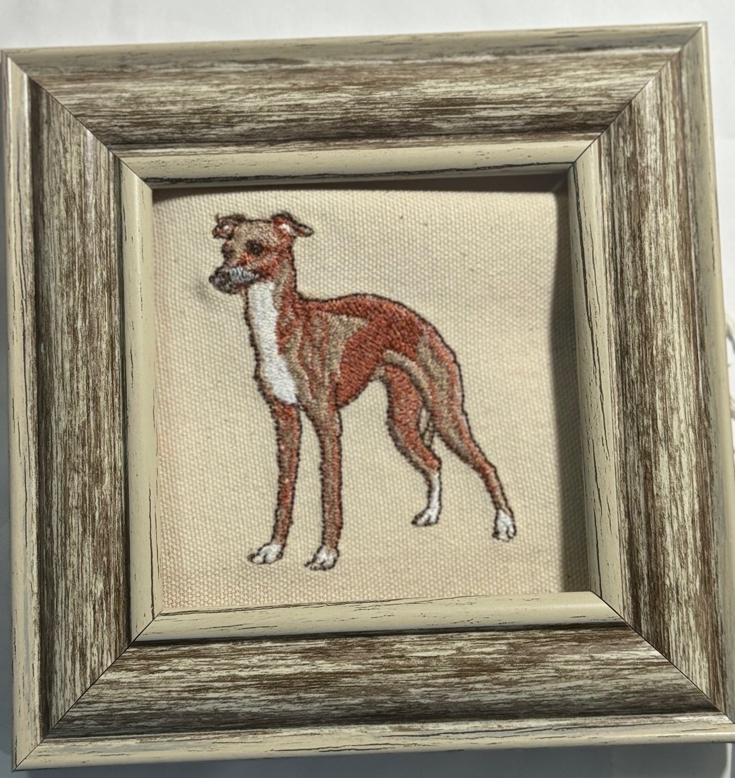 Greyhound Whippet Machine Embroidered Framed Art No. 3 | Tabletop Decor