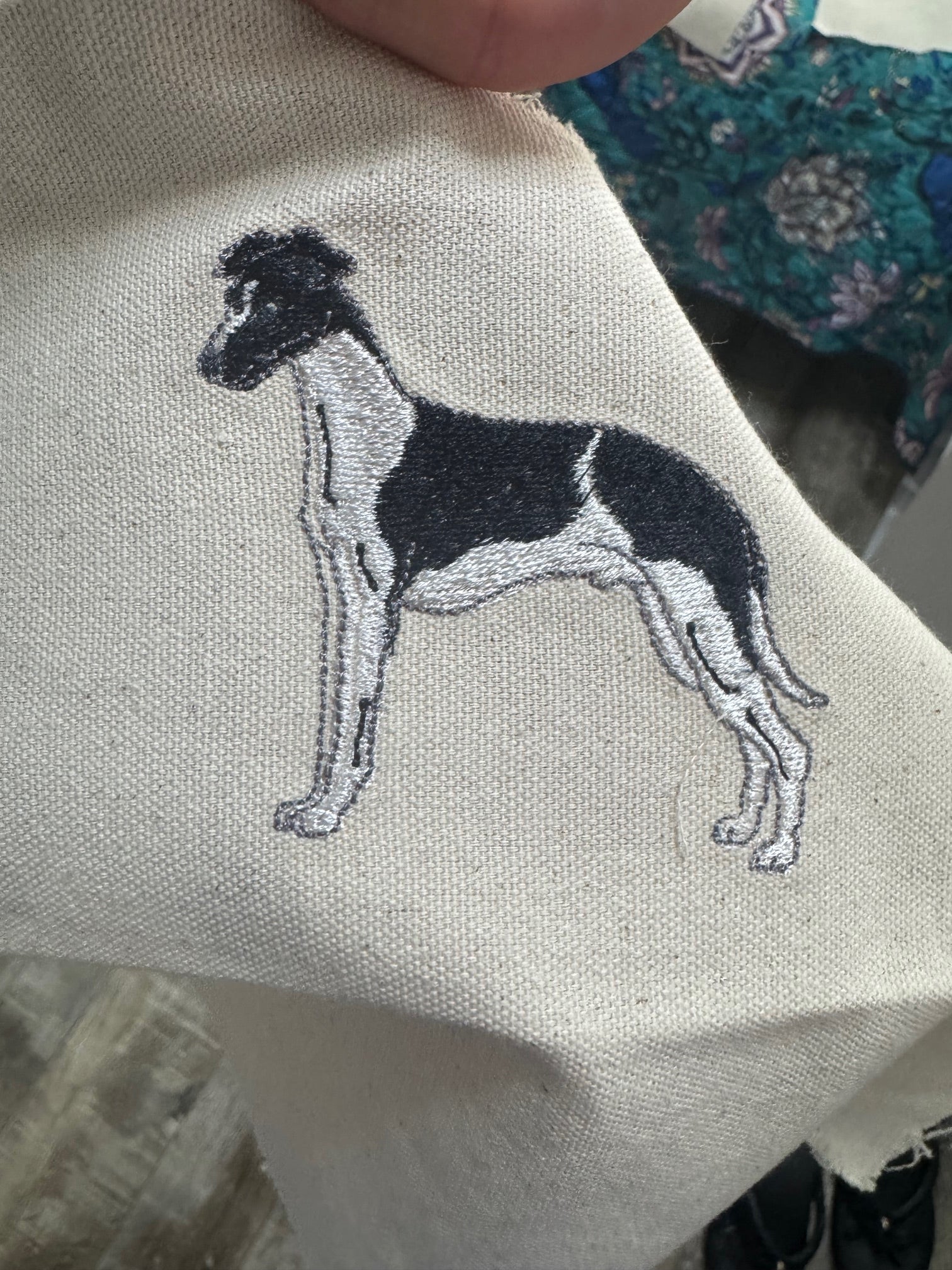 Greyhound Whippet Machine Embroidered Framed Art No. 2 | Tabletop Decor