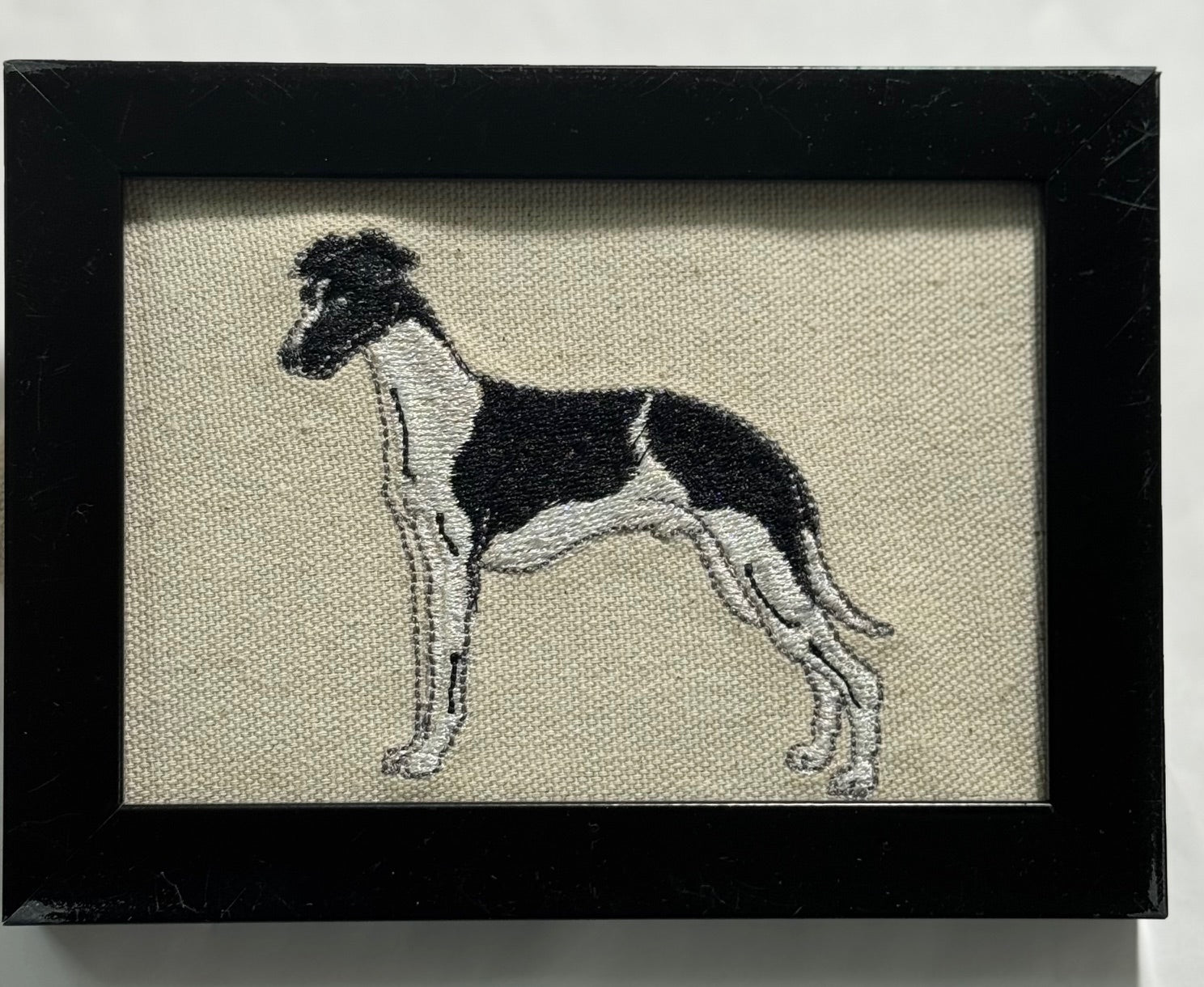 Greyhound Whippet Machine Embroidered Framed Art No. 2 | Tabletop Decor