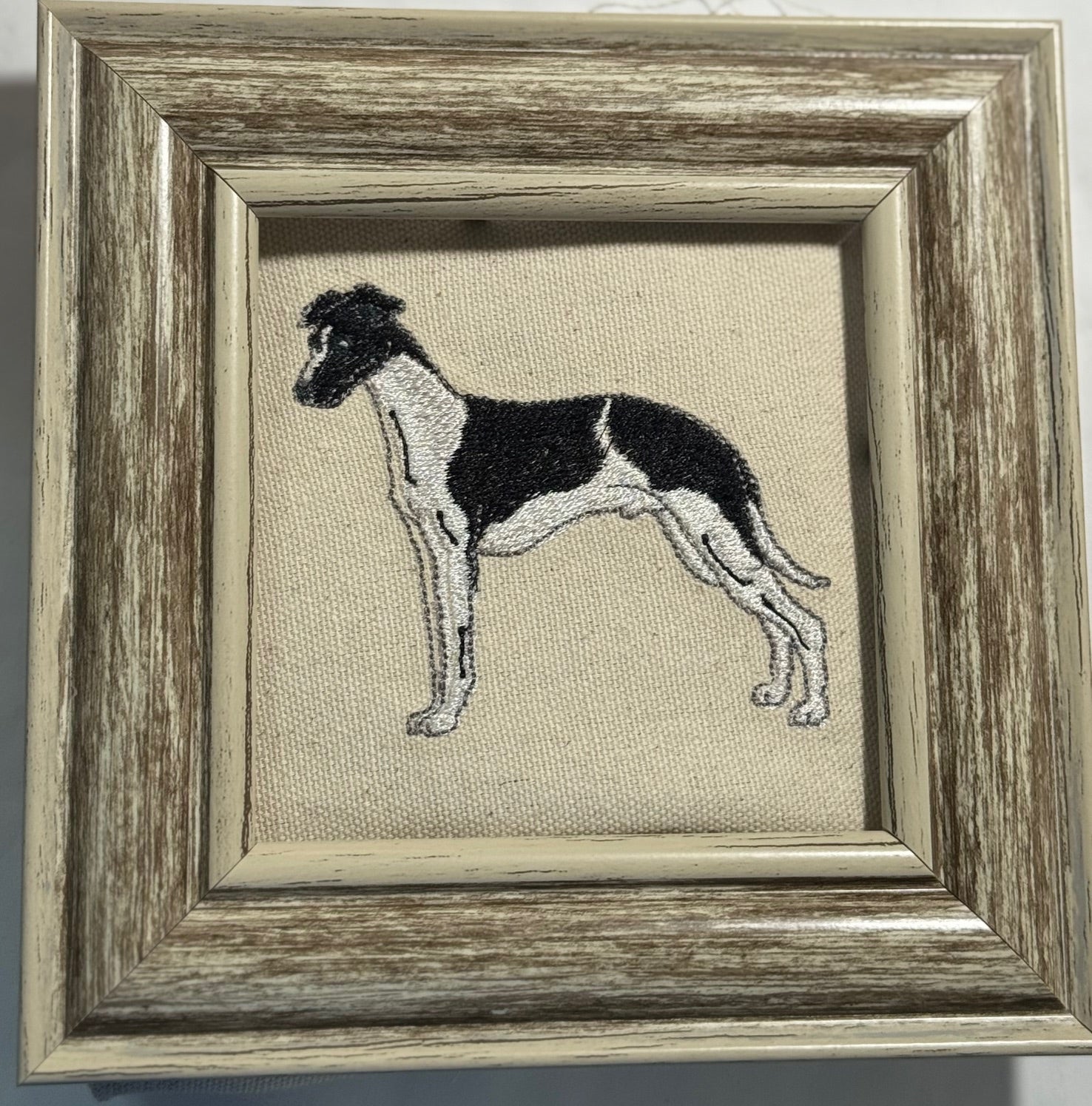 Greyhound Whippet Machine Embroidered Framed Art No. 2 | Tabletop Decor