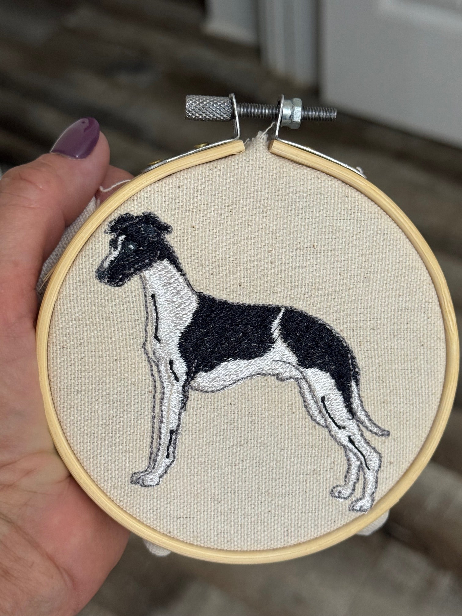 Greyhound Whippet Machine Embroidered Framed Art No. 2 | Tabletop Decor