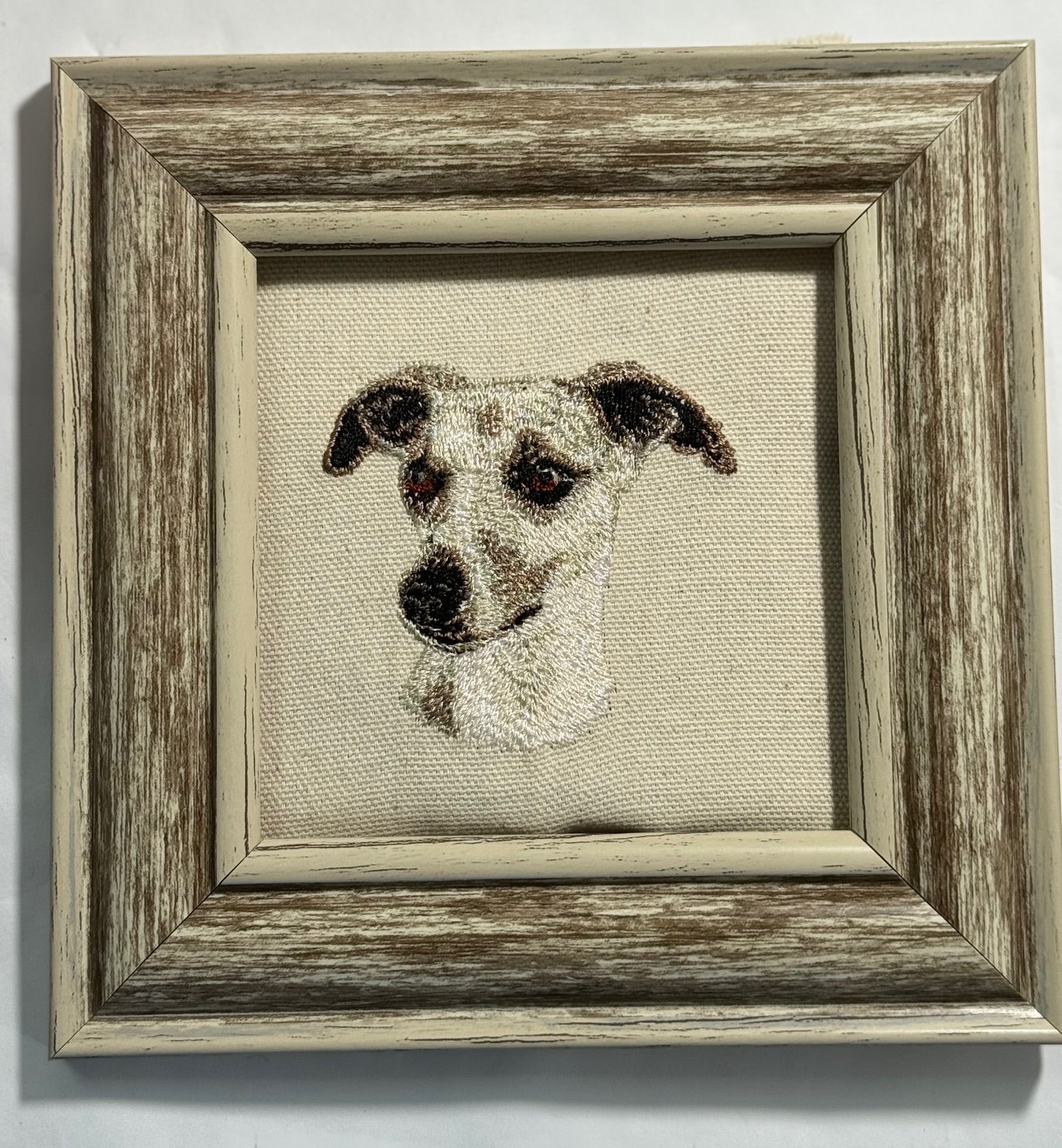 Greyhound Whippet Machine Embroidered Framed Art | Tabletop Decor