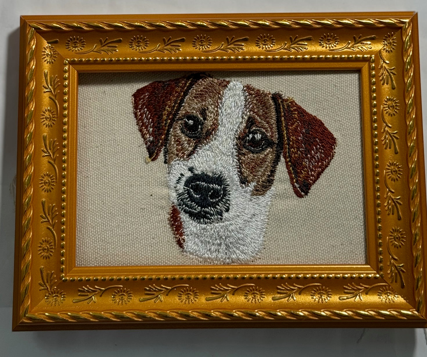 Jack Russell Terrier Machine Embroidered Framed Art No. 2 | Tabletop Decor
