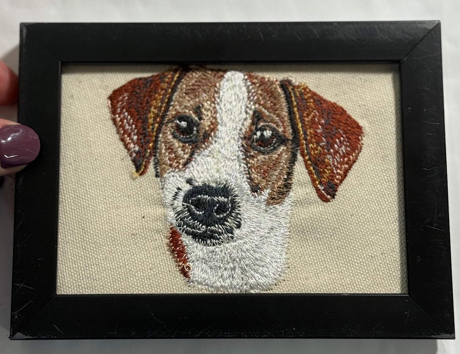Jack Russell Terrier Machine Embroidered Framed Art No. 2 | Tabletop Decor