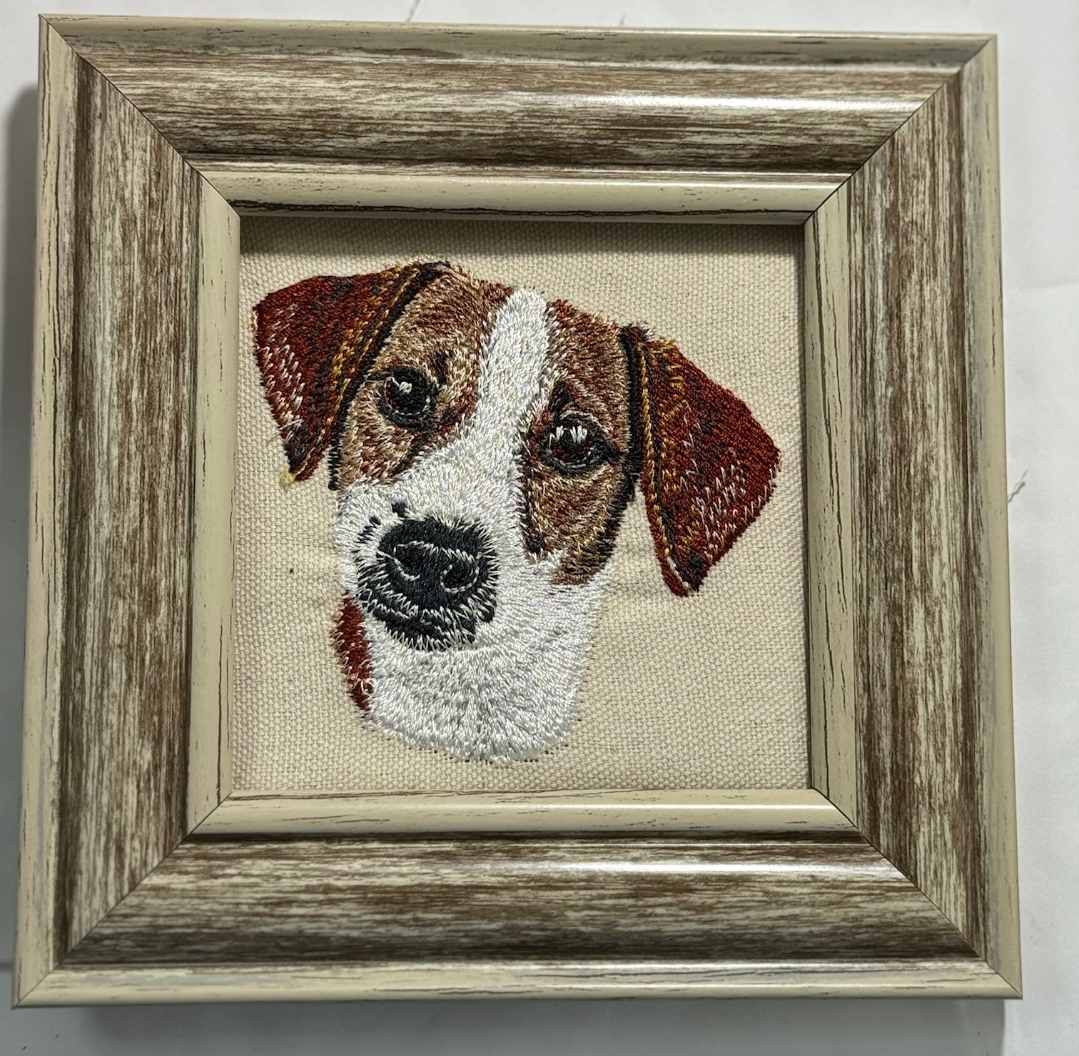 Jack Russell Terrier Machine Embroidered Framed Art No. 2 | Tabletop Decor