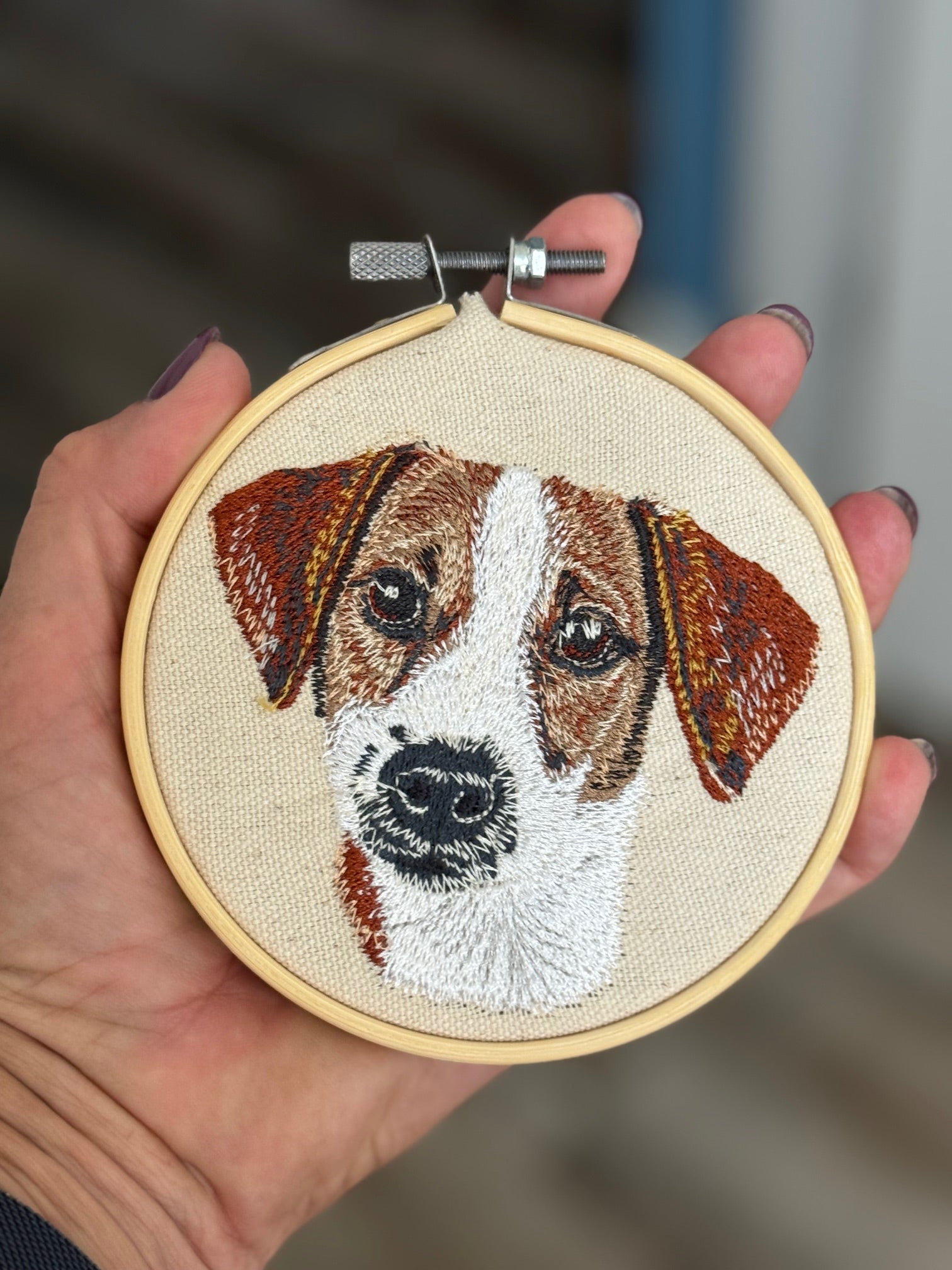 Jack Russell Terrier Machine Embroidered Framed Art No. 2 | Tabletop Decor