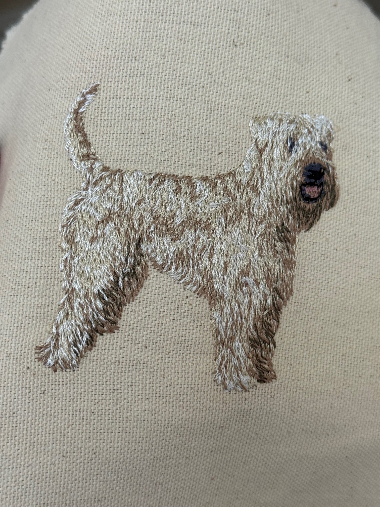 Wheaten Terrier Machine Embroidered Framed Art | Tabletop Decor