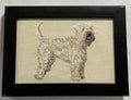 Wheaten Terrier Machine Embroidered Framed Art | Tabletop Decor