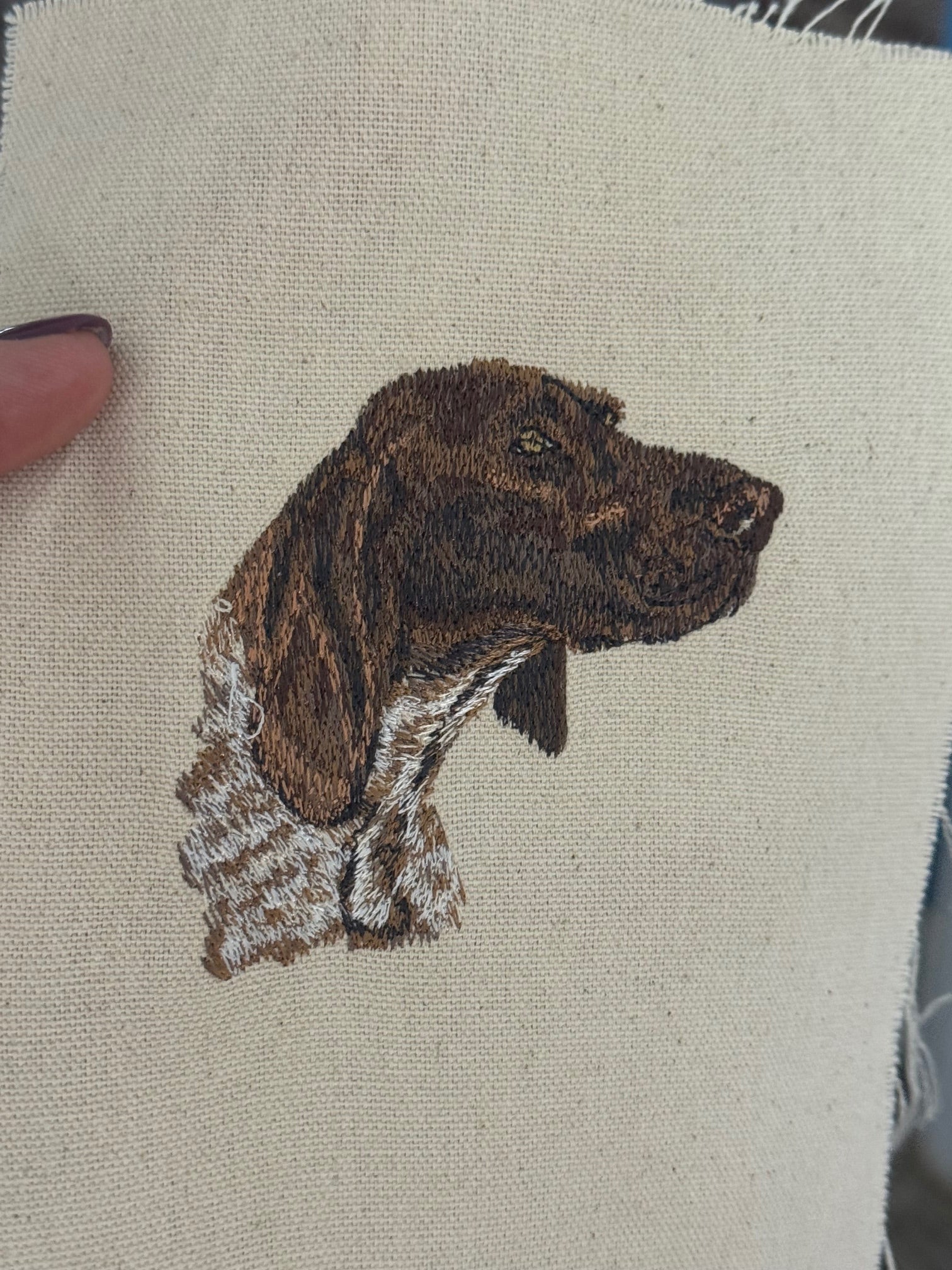 German Pointer Mix Machine Embroidered Framed Art | Tabletop Decor