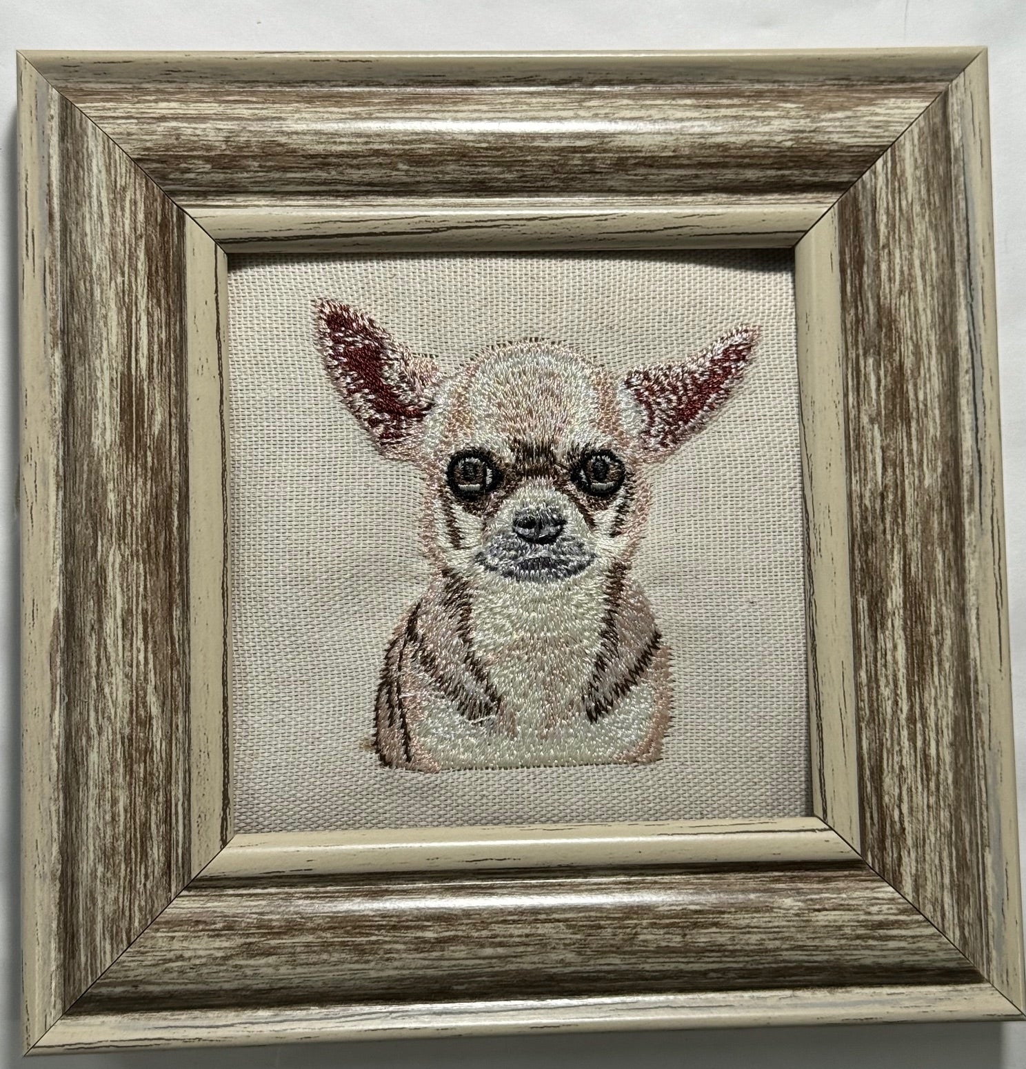 Chihuahua Machine Embroidered Art | Framed Dog Breed Décor