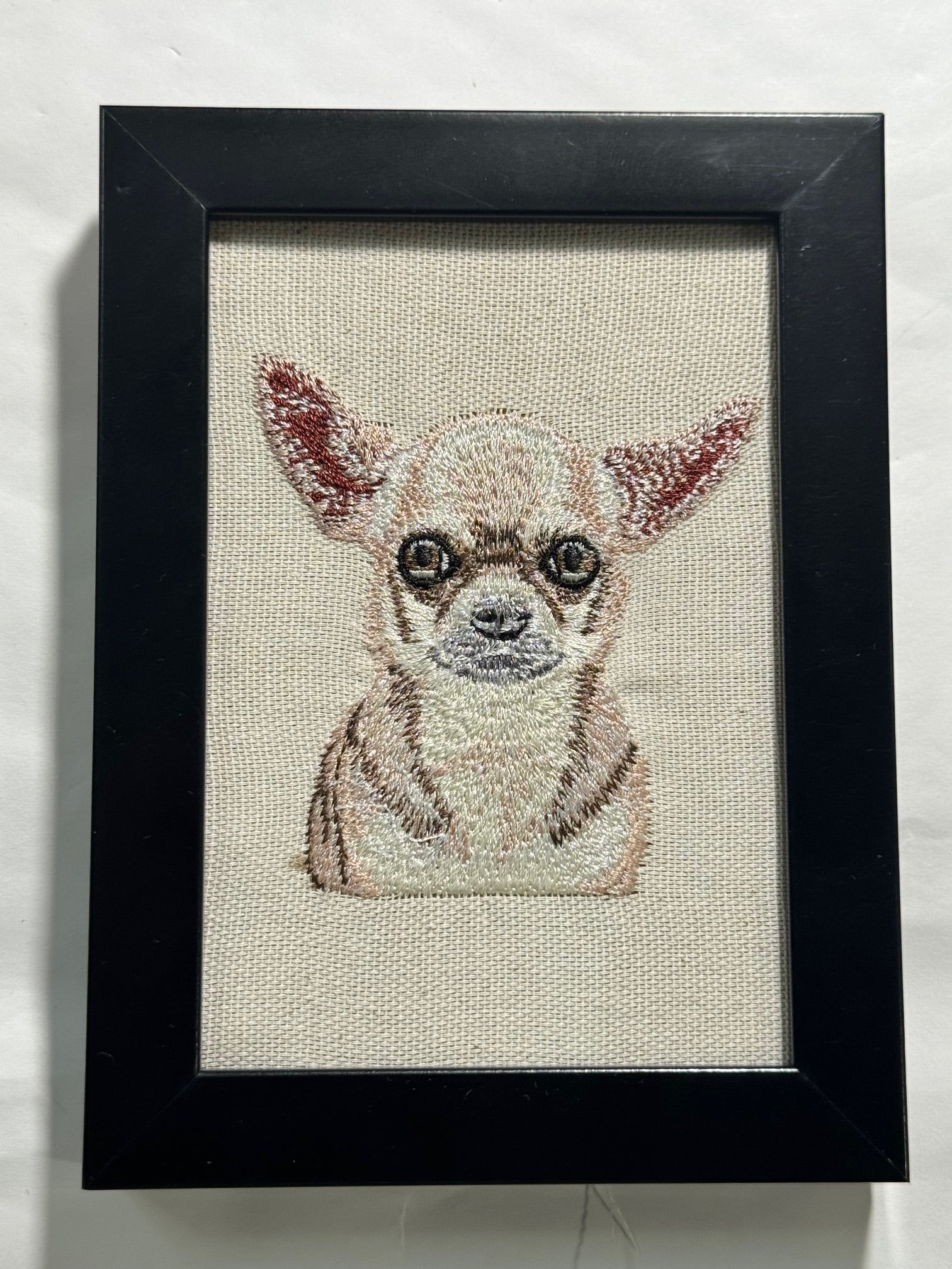 Chihuahua Machine Embroidered Art | Framed Dog Breed Décor