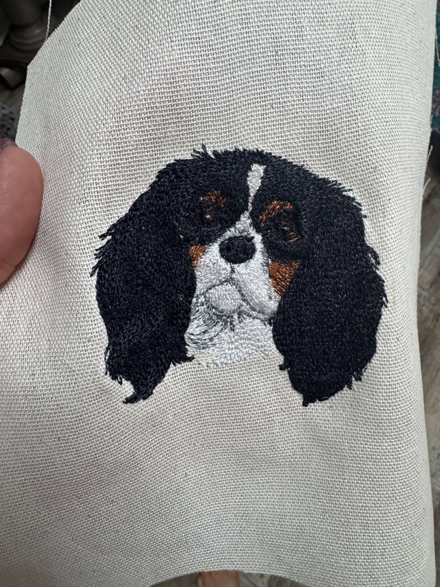 Cavalier King Charles Spaniel — Machine Embroidered Framed Art | Tabletop Decor