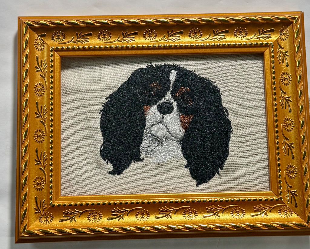 Cavalier King Charles Spaniel — Machine Embroidered Framed Art | Tabletop Decor