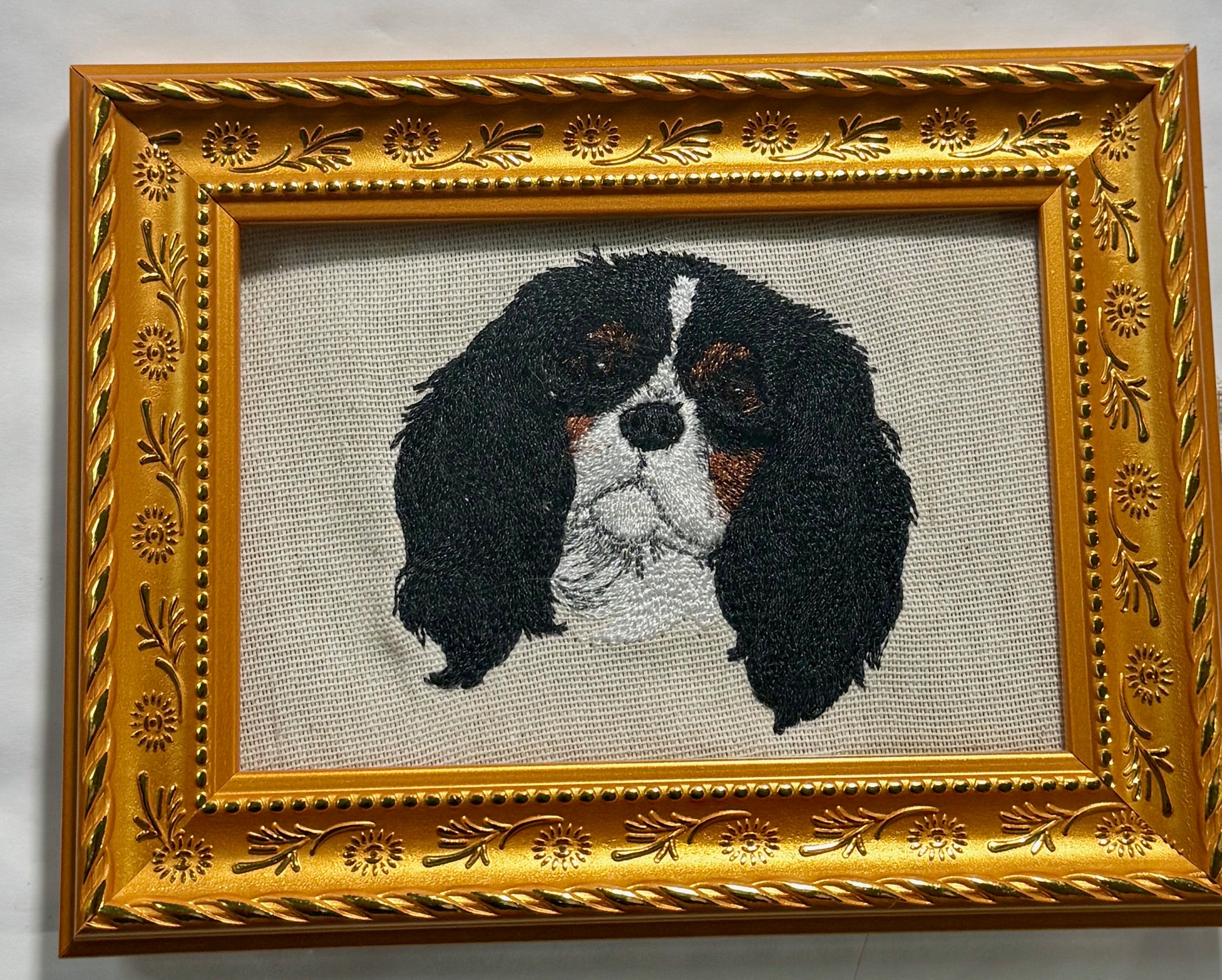 Cavalier King Charles Spaniel — Machine Embroidered Framed Art | Tabletop Decor