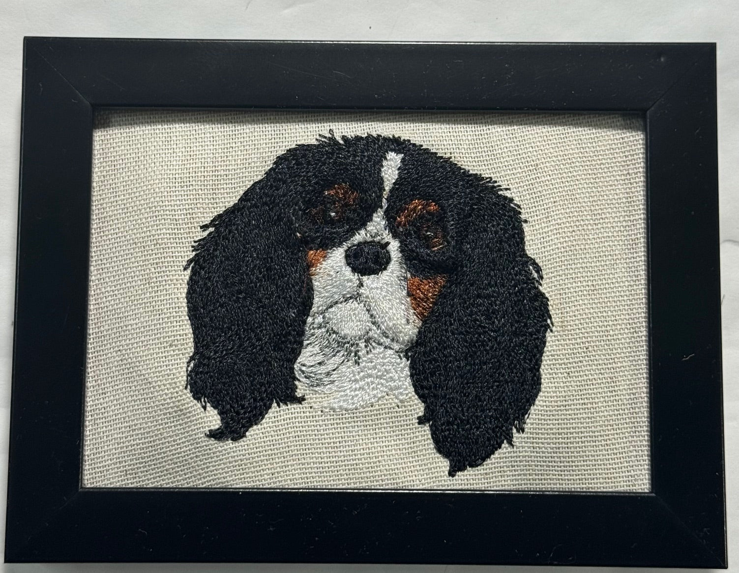 Cavalier King Charles Spaniel — Machine Embroidered Framed Art | Tabletop Decor