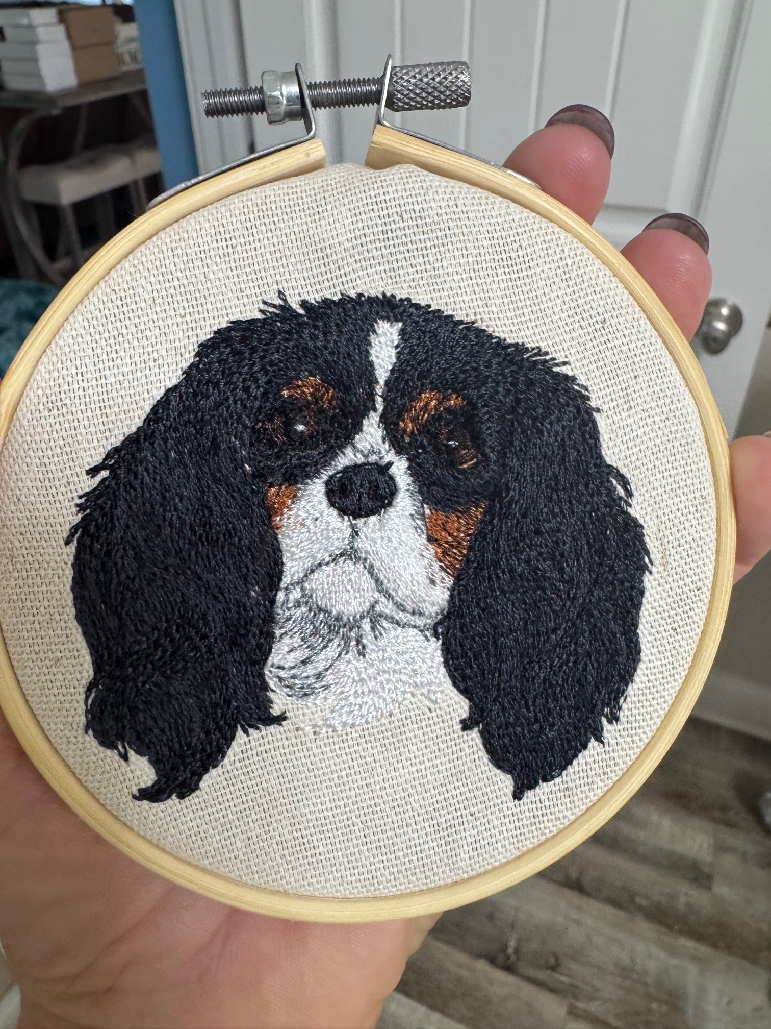 Cavalier King Charles Spaniel — Machine Embroidered Framed Art | Tabletop Decor