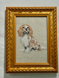Cavalier King Charles Spaniel Machine Embroidered Framed Art | Tabletop Decor