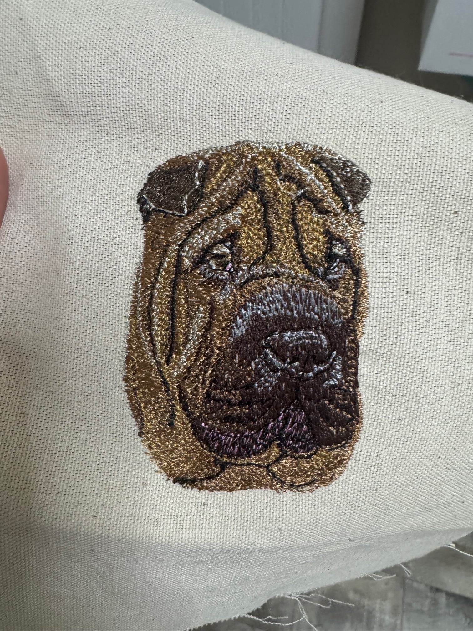 Shar Pei Machine Embroidered Art | Framed Dog Breed Décor