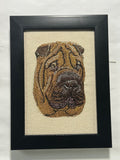 Shar Pei Machine Embroidered Art | Framed Dog Breed Décor