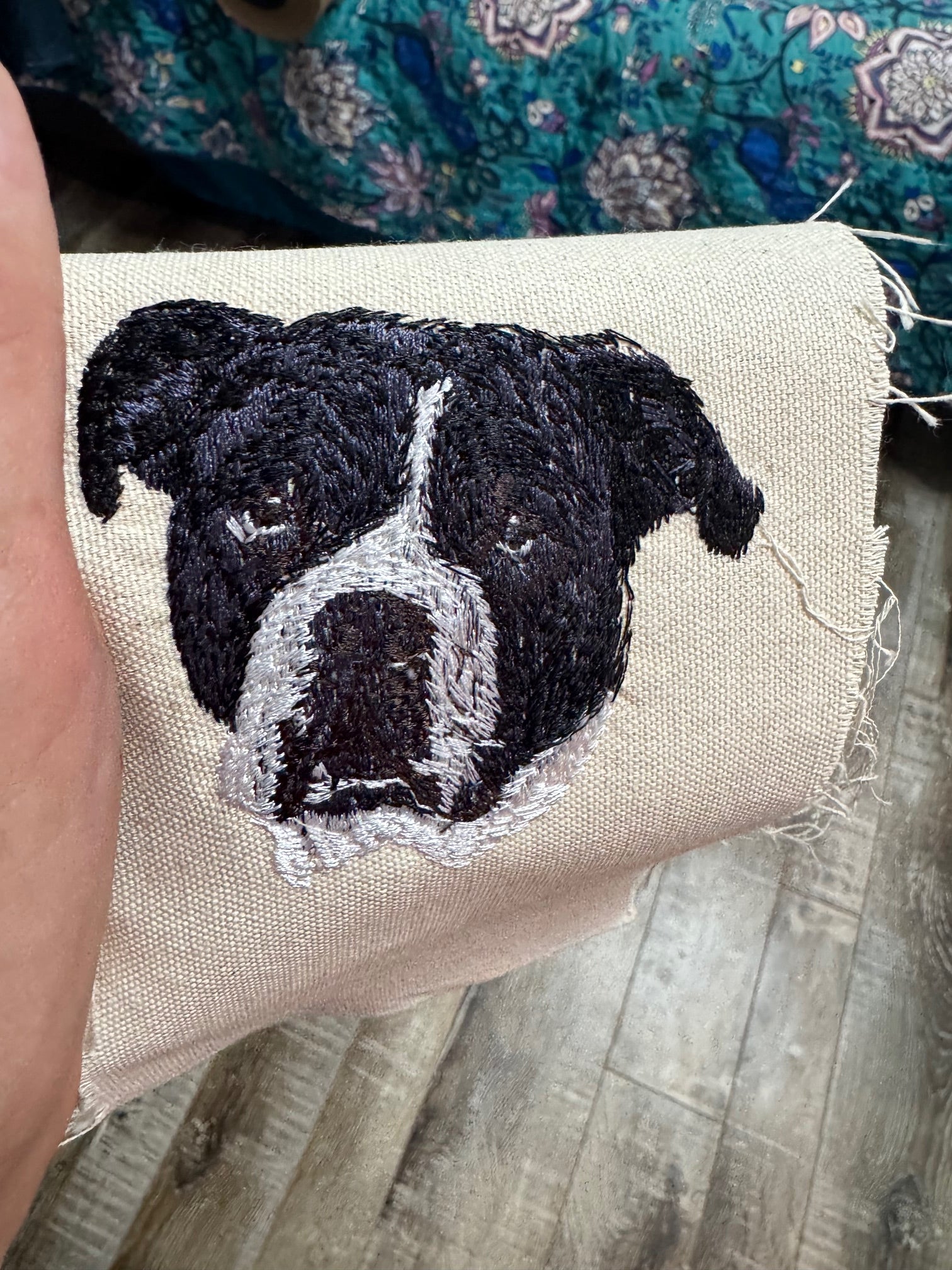 Old English Bulldog Machine Embroidered Framed Art No. 2 | Tabletop Decor