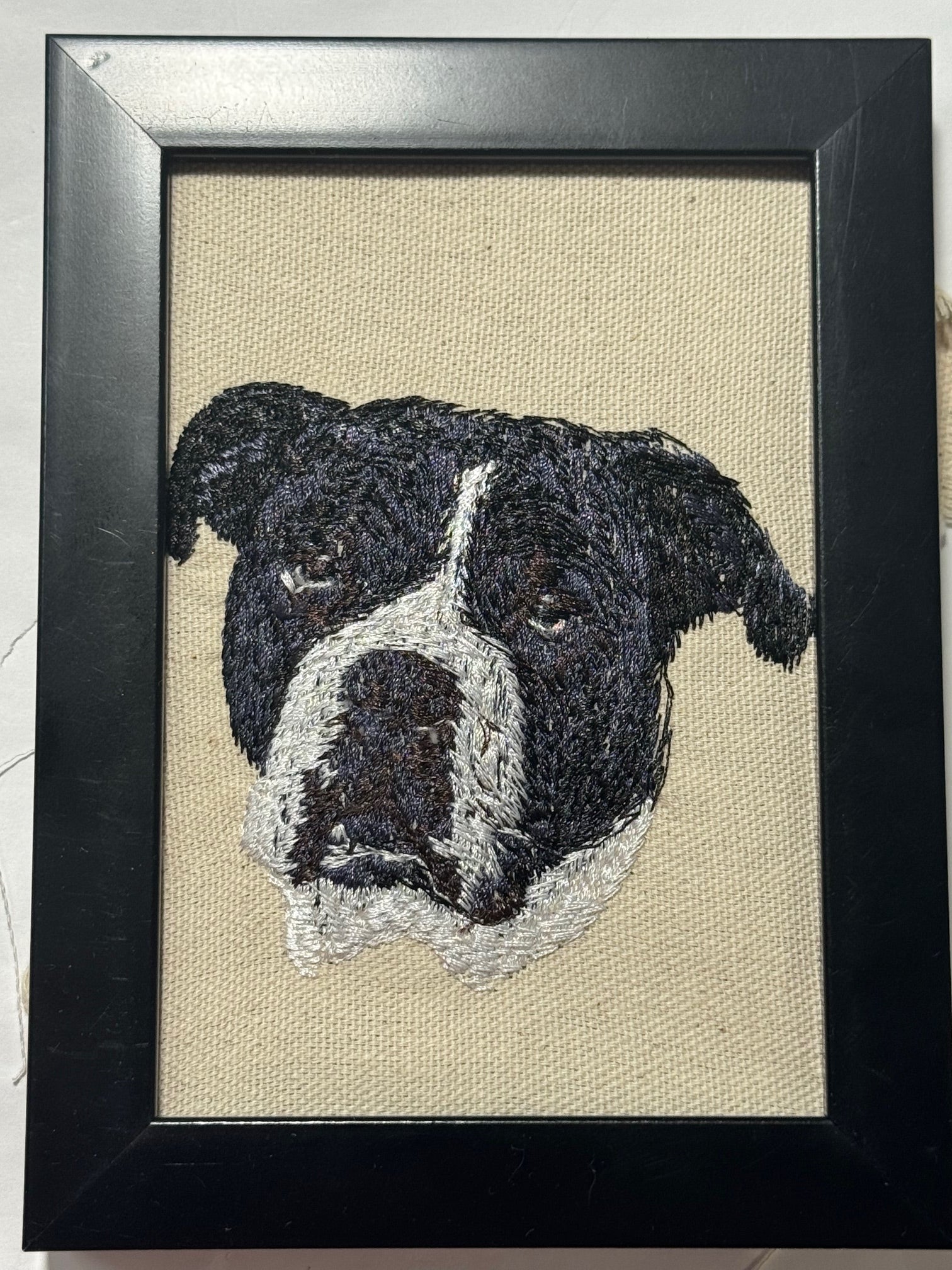 Old English Bulldog Machine Embroidered Framed Art No. 2 | Tabletop Decor
