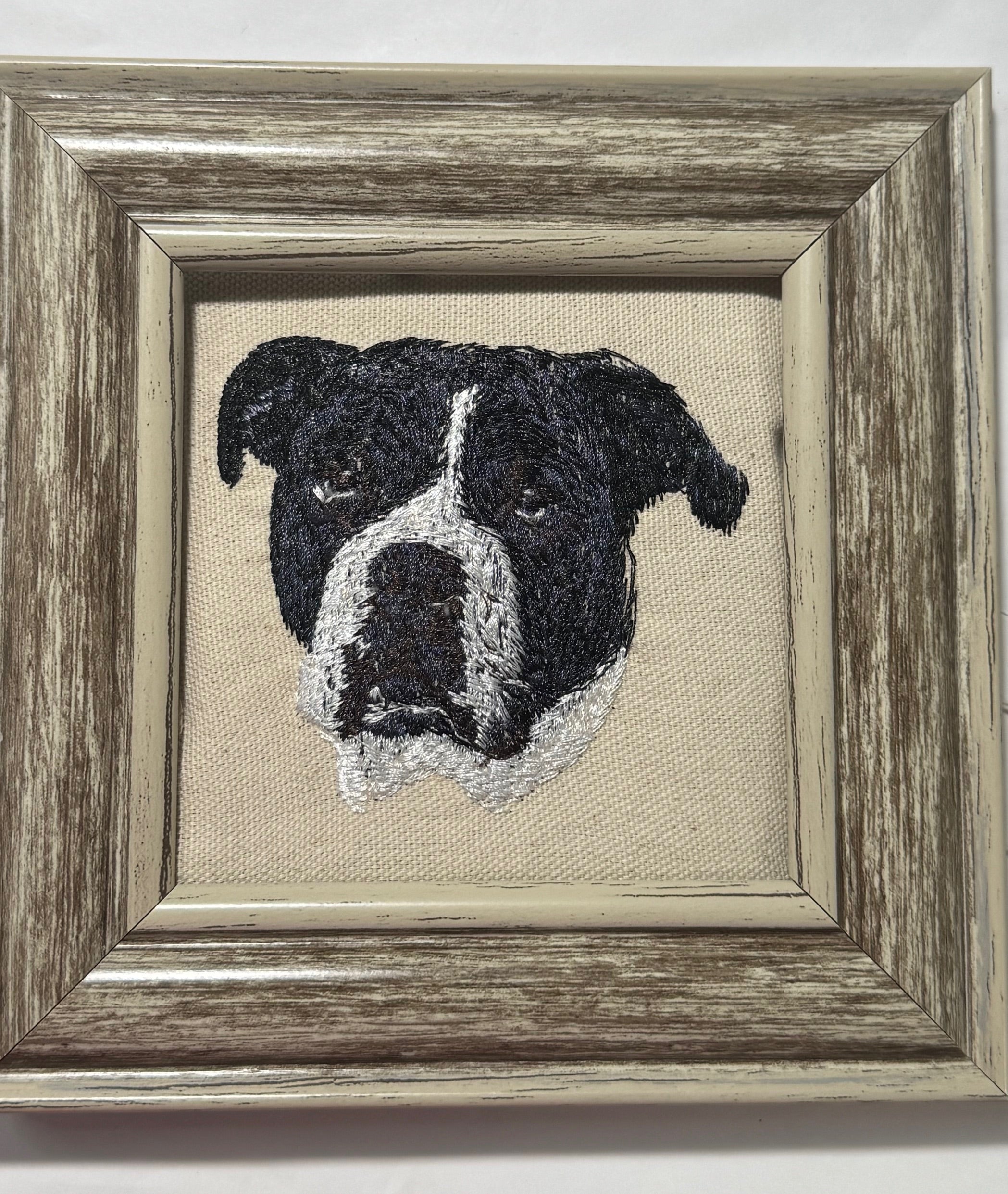 Old English Bulldog Machine Embroidered Framed Art No. 2 | Tabletop Decor