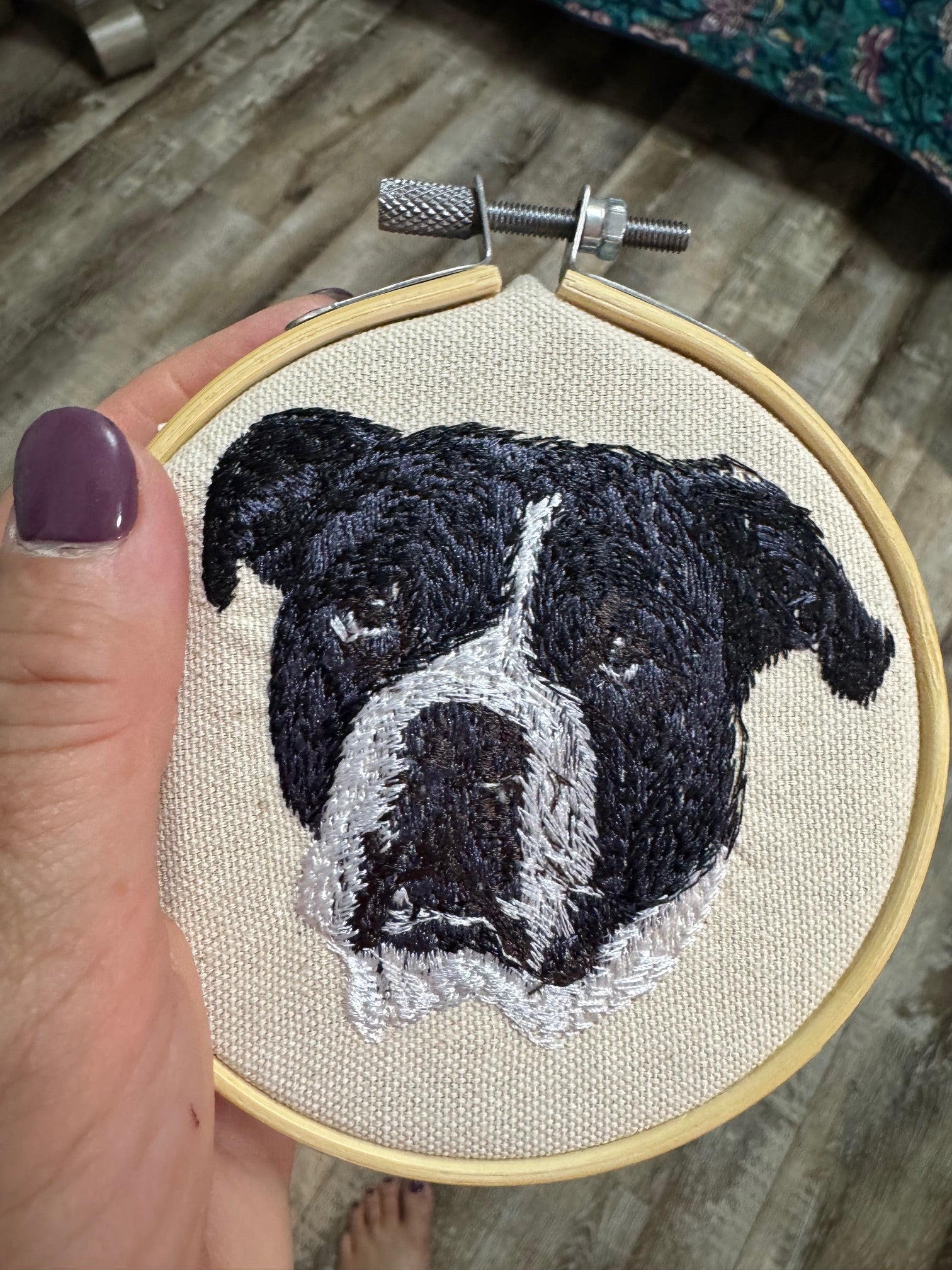 Old English Bulldog Machine Embroidered Framed Art No. 2 | Tabletop Decor