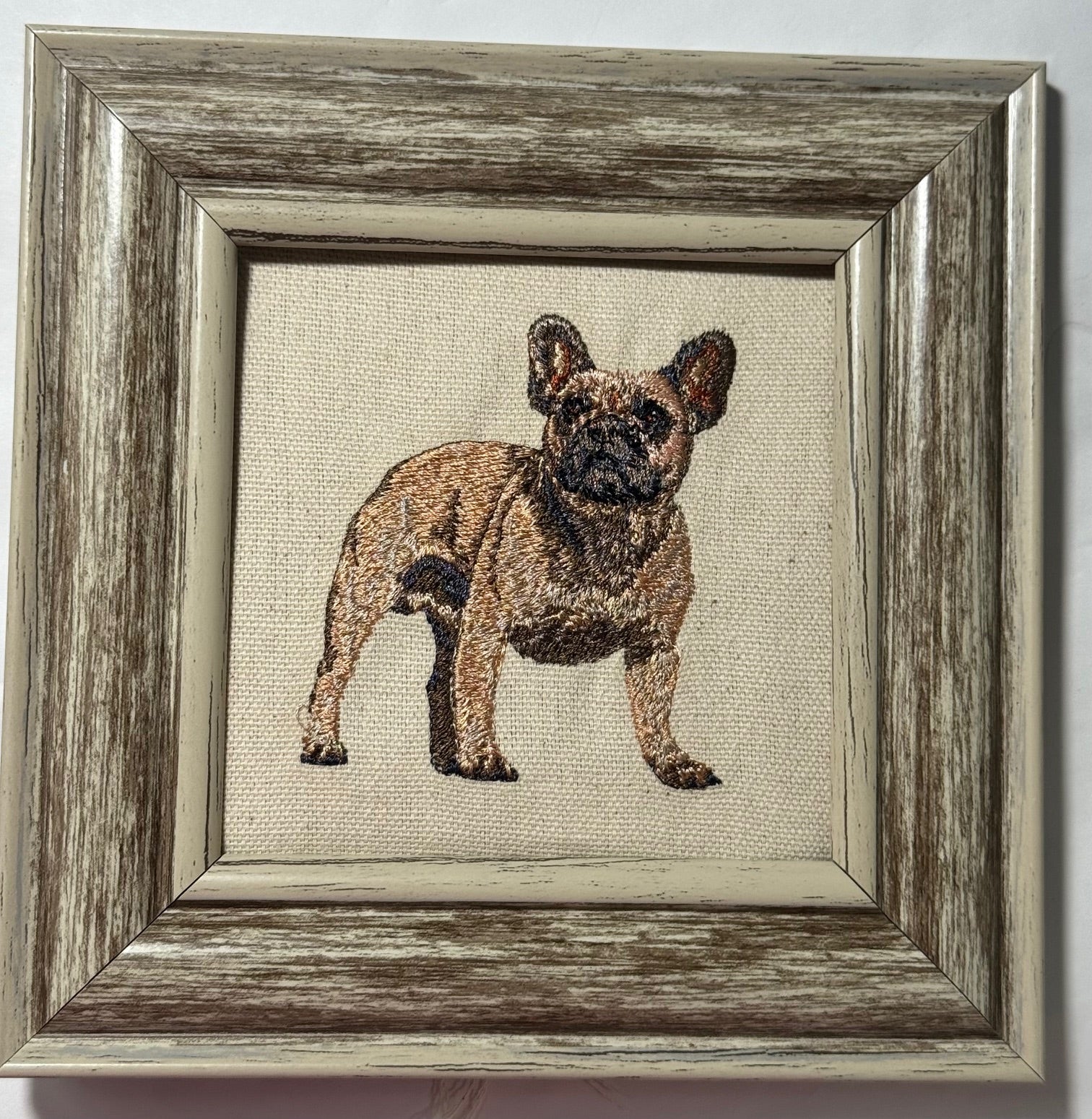French Bulldog Machine Embroidered Framed Art No. 2 | Tabletop Decor