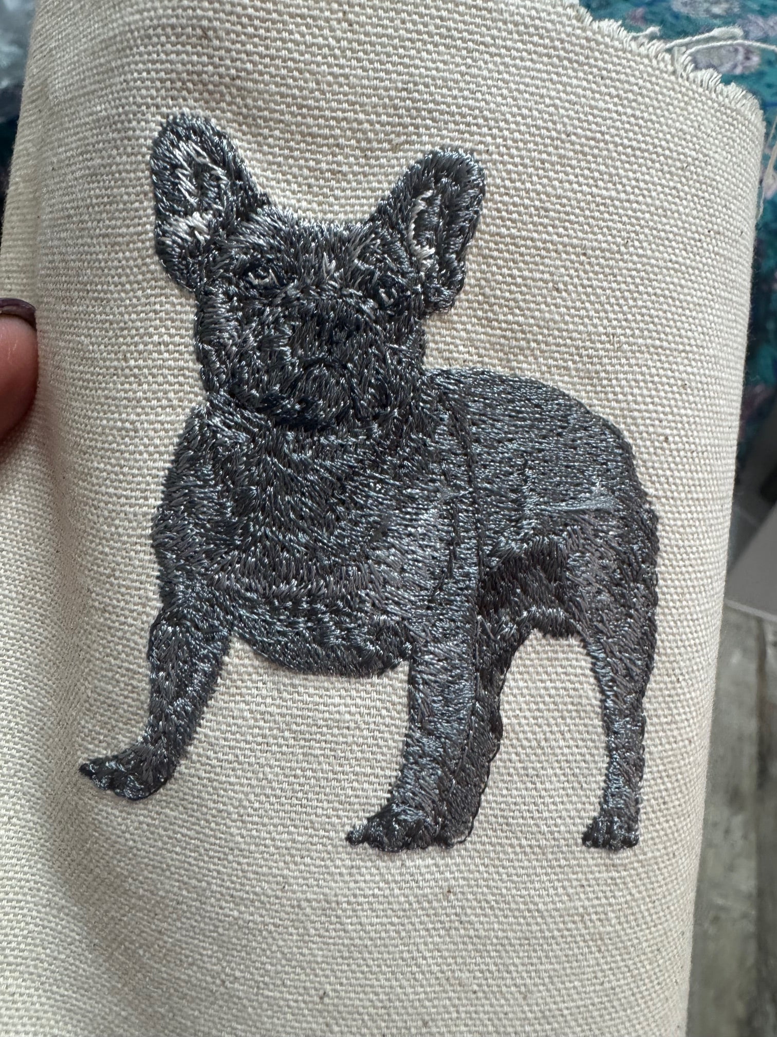 French Bulldog Machine Embroidered Framed Art | Tabletop Decor