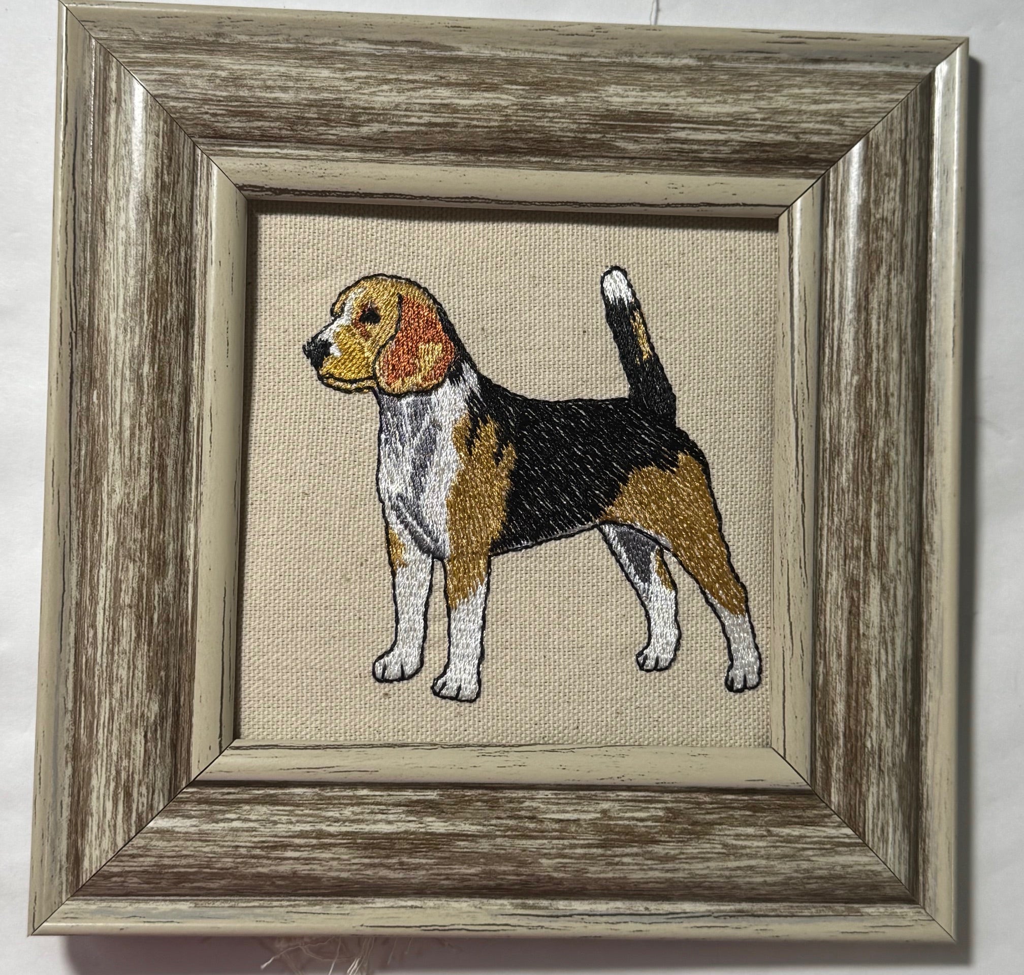 Beagle Machine Embroidered Framed Art | Tabletop Decor