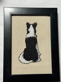 Border Collie Machine Embroidered Framed Art | Tabletop Decor