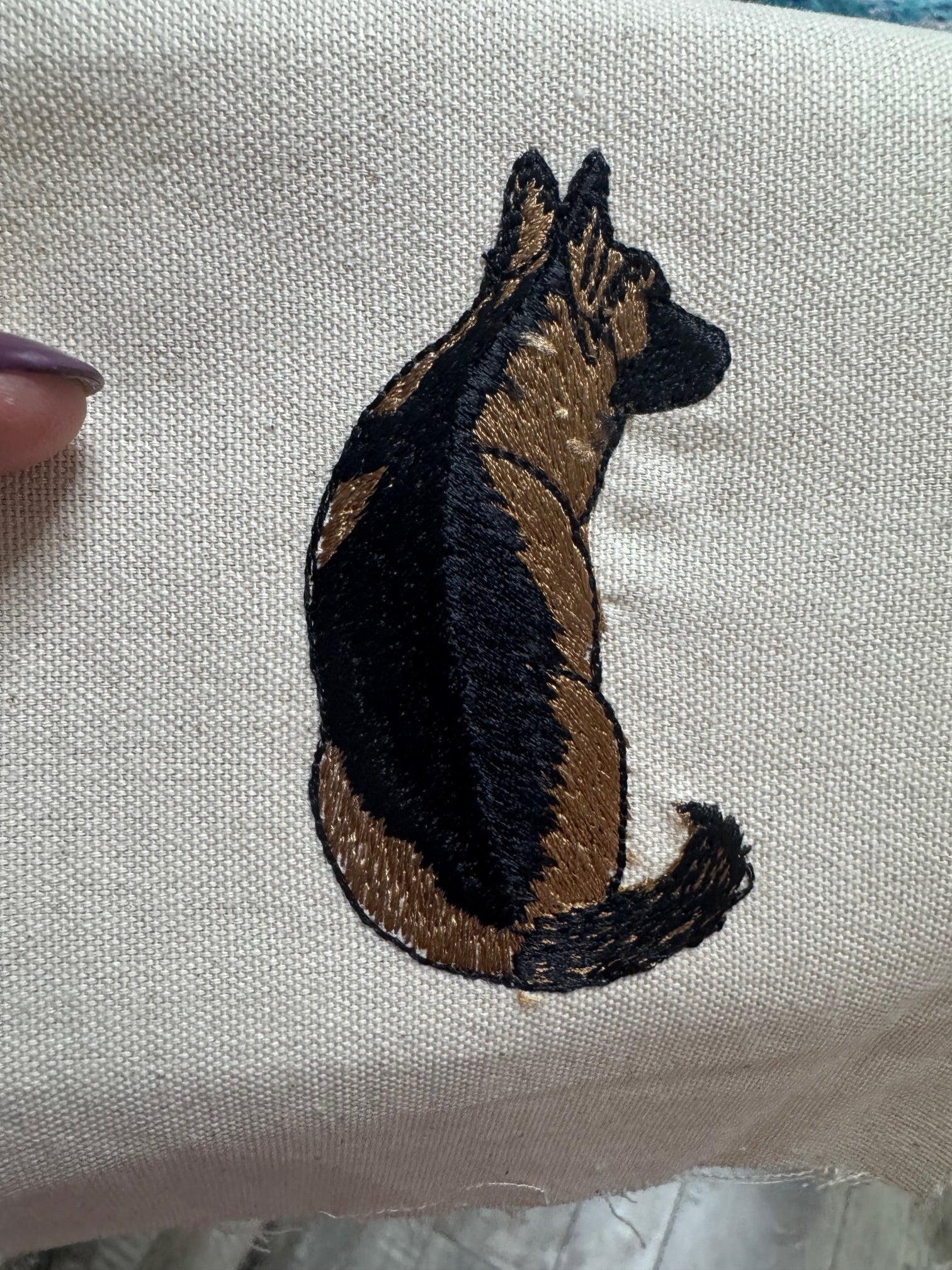 German Shepherd Machine Embroidered Framed Art | Tabletop Decor