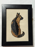 German Shepherd Machine Embroidered Framed Art | Tabletop Decor